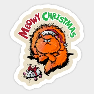 meow Christmas, funny cat design Sticker